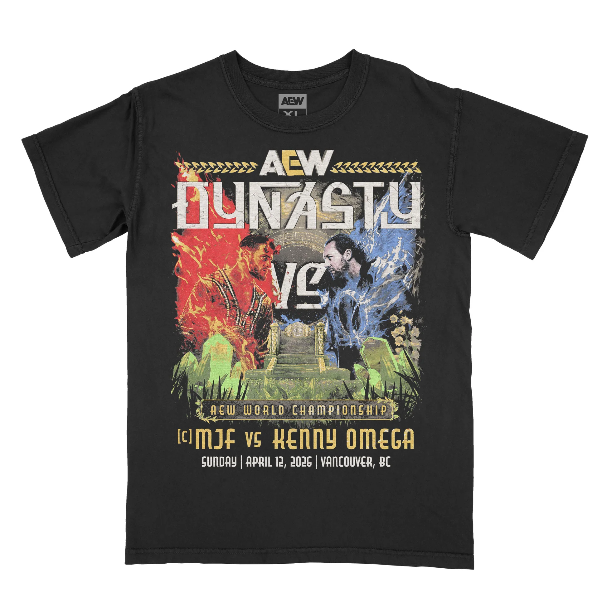 Polera AEW Dynasty 2026 Matchup T-Shirt - MJF vs Kenny Omega