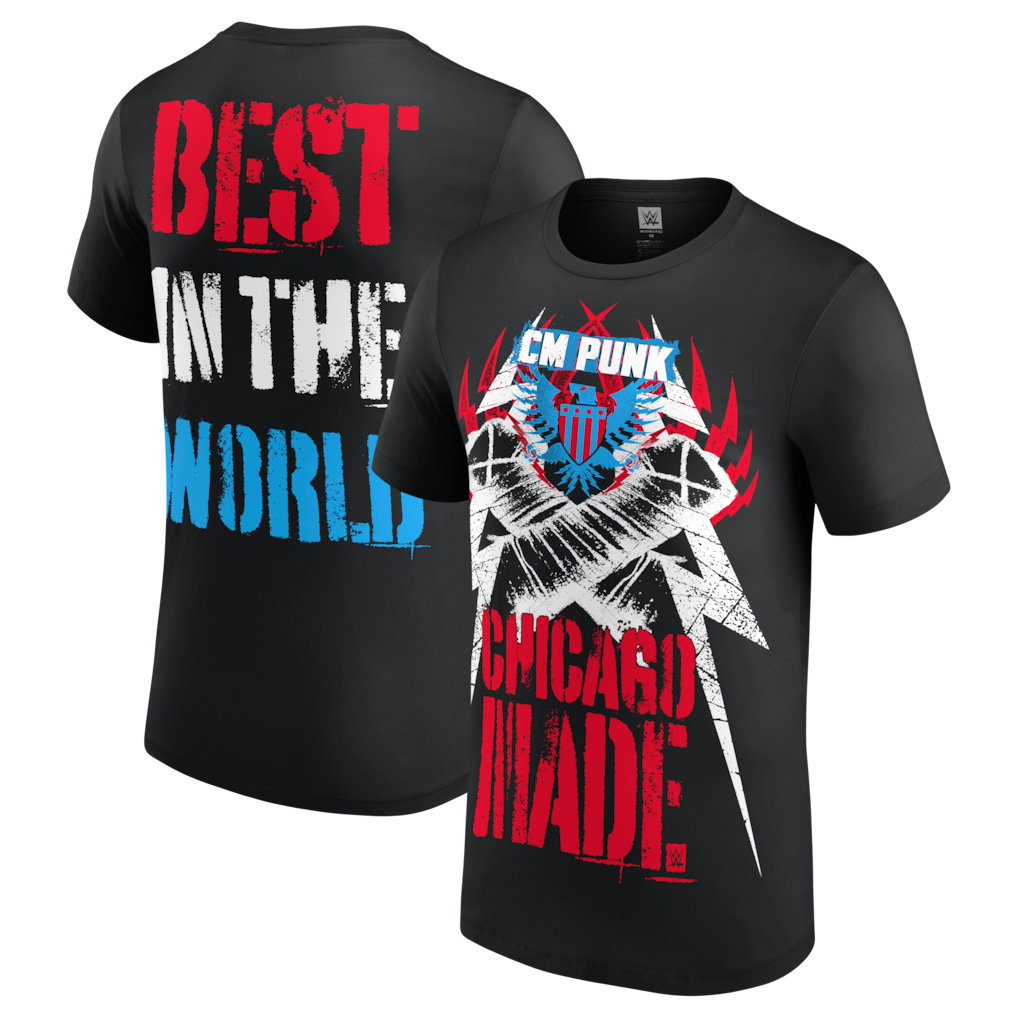 Polera CM Punk Chicago MADE Red, White and Blue